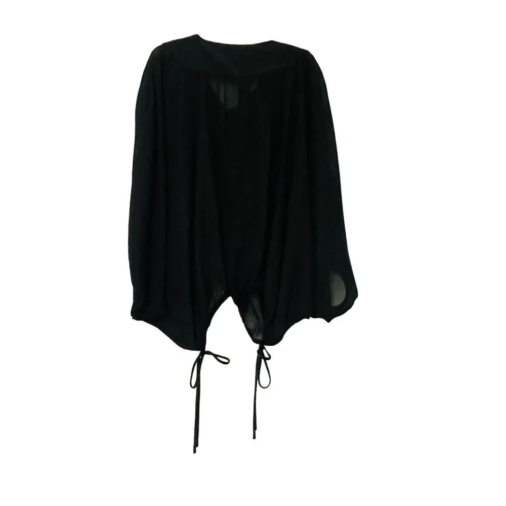 Grass Collection Black Batwing Blouse With Embellished Neckline Women’s Small - Picture 8 of 9
